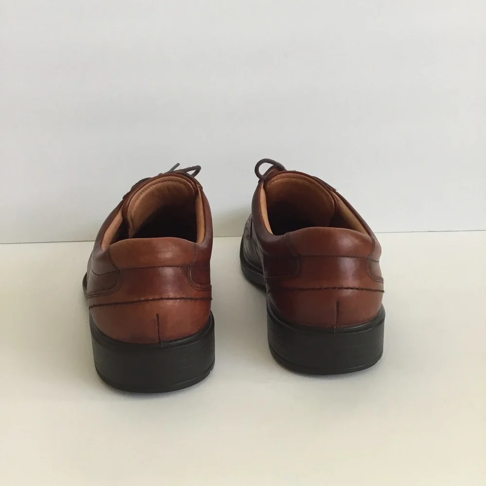 Ecco Mens Brown Leather Oxford Casual Shoes Lace Up Size 45 EU